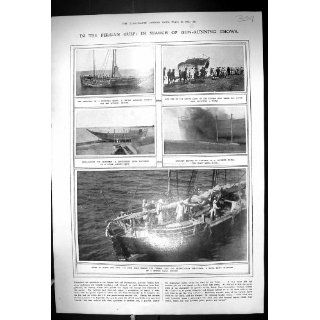 1916 Persian Gulf Gun running Dhows Cutter Ship Fire
