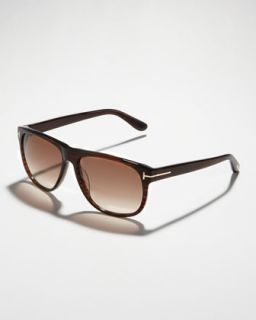 N1TQ5 Tom Ford Olivier Plastic Sunglasses, Brown