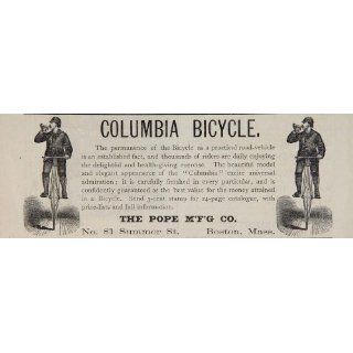 1881 Ad Vintage Columbia Bicycle Pope Mfg. Co. RARE