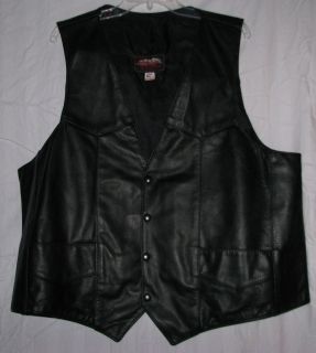 Hillside Menss Black Leather Vest Size 50