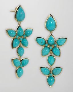 Y1BCY Elizabeth Showers 18k Gold Turquoise Cluster Earrings