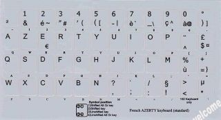 French Azerty Sticker Keyboard N Transp Grey Backgraund