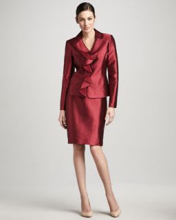  suit available in crimson $ 450 00 albert nipon ruffled silk wool suit