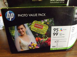 HP 95x2 Black 99x1 Color Inkjet Print Cartridge Photo Value Pack New