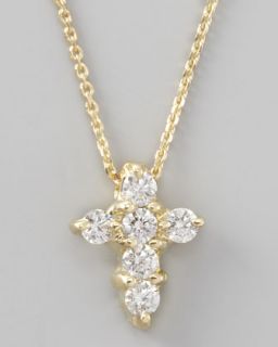 Small Diamond Cross Necklace, Yellow Gold