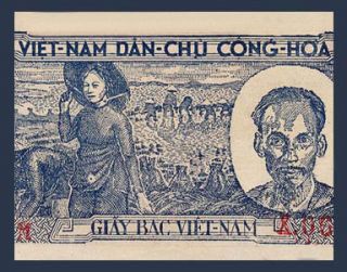 Dong Banknote of Vietnam 1948 HO Chi Minh Female Soldiers Pick 16 AU