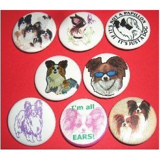 Set of 8 Papillon Dog Pinback Buttons Pins: Everything