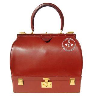 Vintage Hermes Mallette Handbag Rouge H Pre Owned 9345