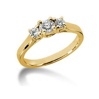 0.55CTW Trellis Three Stone Diamond Ring in 14k Yellow