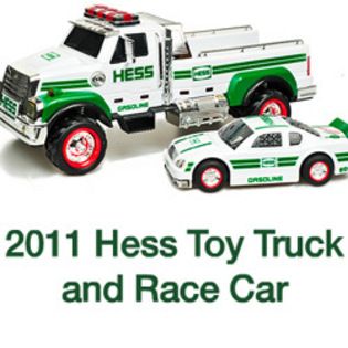 2011 Hess Flatbed Toy Truck and Race Car