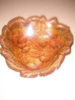  Vintage Berry Leaf Iridescent Carnival Glass Bowl