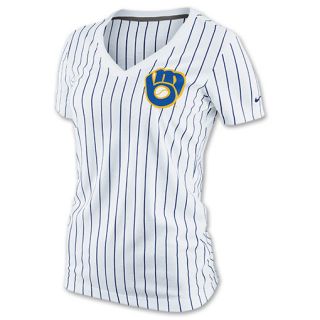 Womens Nike Milwaukee Brewers MLB Cooperstown Collection Pinstripe