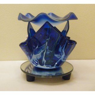 Electric Aroma Lamp   Glass Wave   Blue   With Dimmer