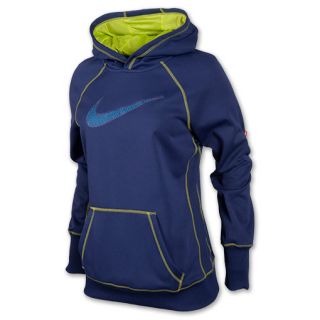 Nike Swoosh Out Womens Pullover Hoodie Night Blue