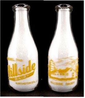 Milk Bottle   Tall Round Quart   Hillside Dairy   Long Island