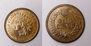 1868 Indian Cent Select Gem BU RB 13A 17