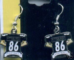 Hines Ward 86 Jersey Charm Earrings Pittsburgh Steelers