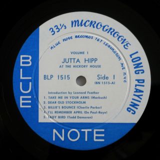 Jutta Hipp Original Blue Note 1515 Lexington Flat Edge Deep Groove