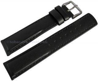 22mm Hirsch Runner Black Waterproof Calfskin Leather Mens Watch Band