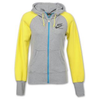 Nike AW77 Team Full Zip Womens Hoodie Grey Heather