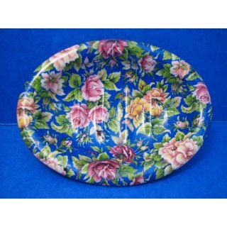 Chintz Roses on Blue Bathroom Soap Dish: Home & Kitchen