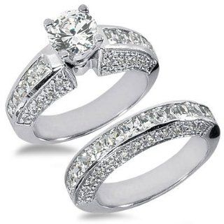 56 Carats Diamond Bridal Engagement Ring Set Jewelry 