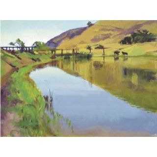 Reservoir with Two Cows by Marcia Burtt, 47x35 Home