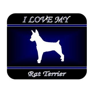 I Love My Rat Terrier Dog Mouse Pad   Blue Design