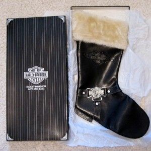 Harley Davidson Black Leather Christmas Stocking 14 Long