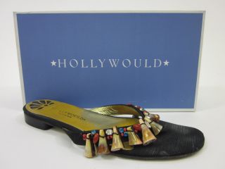 Hollywould Black Shelly Embellished Flip Flops 39 5 9 5
