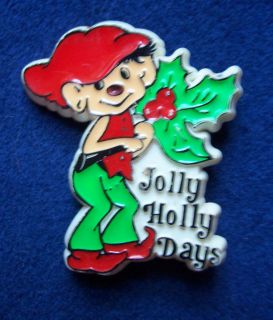 Vintage 1981 cm Paula Morgan Jolly Holly Days Plastic Christmas Pin
