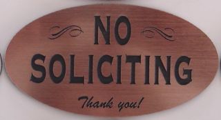 No Soliciting Home Door Plaque Sign   copper or choose