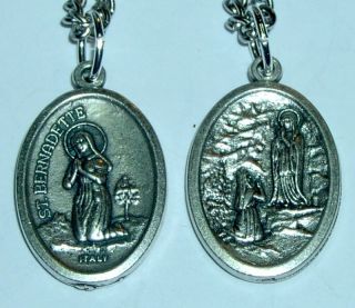 St Bernadette Our Lady of Lourdes Holy Medal on 24 Stainless Steel