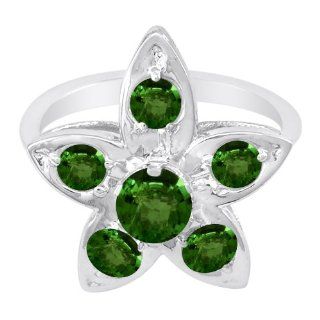  Gold Emerald Flower Design Ring (0.60 ctw) Size 8