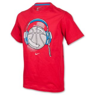 Kids Nike Headphone Ball Tee Shirt University Red