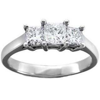 0.66 Ct. D FL Princess Cut 3 Stone Diamond Engagement Ring