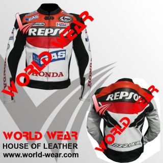 honda repsol gas motorbike racing leather jacket
