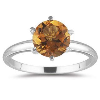0.67 Cts Citrine Solitaire Ring in 18K White Gold 3.0