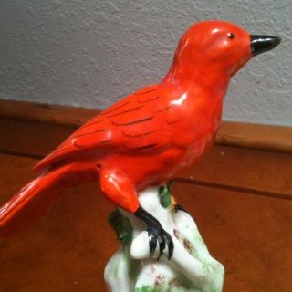 Porcelaine de Paris Orange Bird Statue Antique RARE France