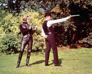 The Avengers Honor Blackman in Leather Patrick Macnee