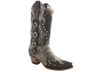 Corral Womens R1050 Boots Tobacco/Brown Concho Studs