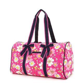 Quilted Floral Large Duffle Bag Fuschia and Navy: Shoes