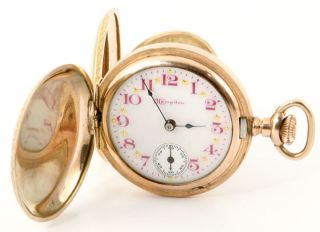 1902 Dueber Hampden Antique Pocket Watch Ladies Diadem OS Fancy Pink