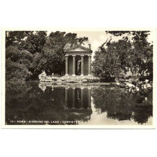 1930s Vintage Postcard Temple in the Giardino del Lago
