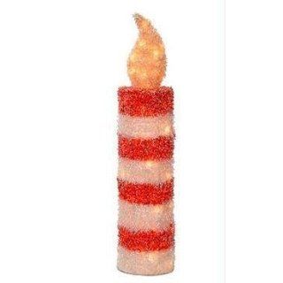 34 Sparkling Icy Sisal Candy Cane Candle Lighted