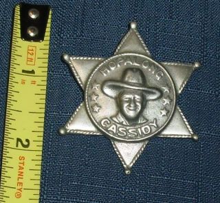 1940s 50s Hopalong Cassidy Toy Metal Badge Pewter Lead Great Cond