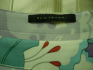Elie Tahari Size 4 Dress Blue Lilac Floral 3 4 Sleeves