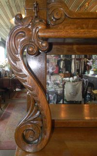 Antique Sgn Horner Carved Quarter Oak 70 Mirror Sideboard
