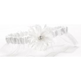 Hortense Feathered Flair Feather Gem with White Chiffon Ruffle Bridal