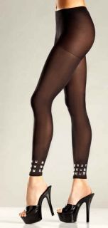  Footless with Studded Cuffs Spandex Mix Legging One Size Hosiery